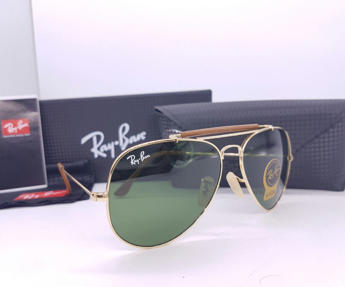 New Stylish Design Green & Gold 3422 Fancy Aviator Bridge Master Pcs Sunglasses For Men.
