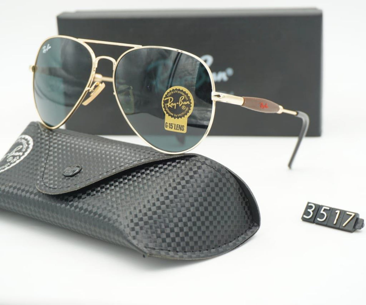 New Design Black & Gold 3517 Oval Shape Trendy Hot Favorite Master Pcs Sunglass For Men.