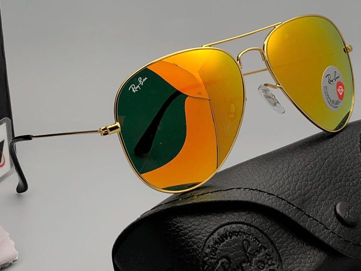 New Stylish Orange & Gold 3026 Wayfarer Master Pcs Sunglass For Unisex