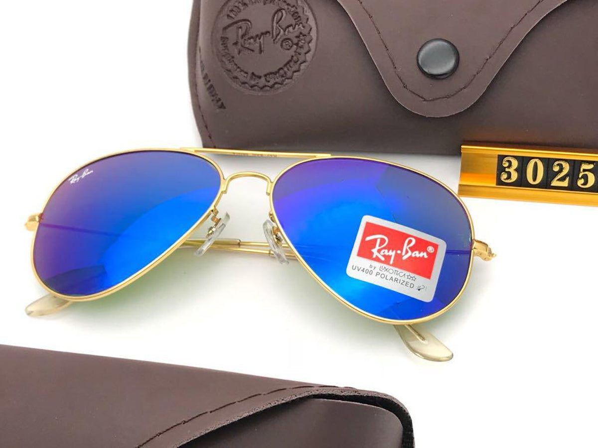 New Stylish Blue & Gold 3026 Wayfarer Master Pcs Sunglass For Unisex