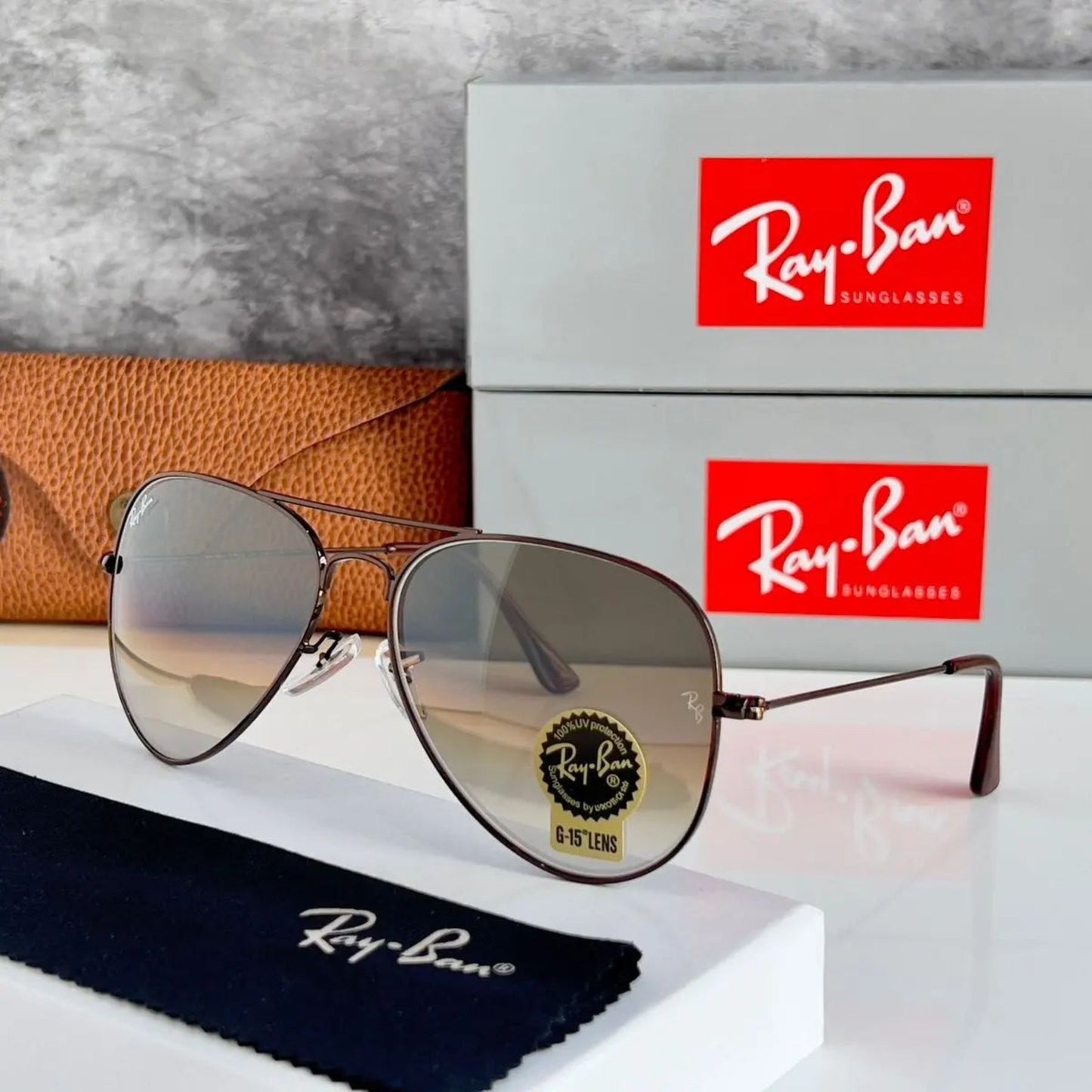 New Stylish Aviator 3026 Brown Shade and Gold Sunglasses for men and women.