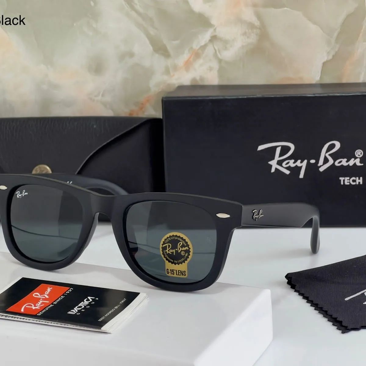 New Stylish Square Black & Black 2140 Mens Wayfarer Sunglasses.