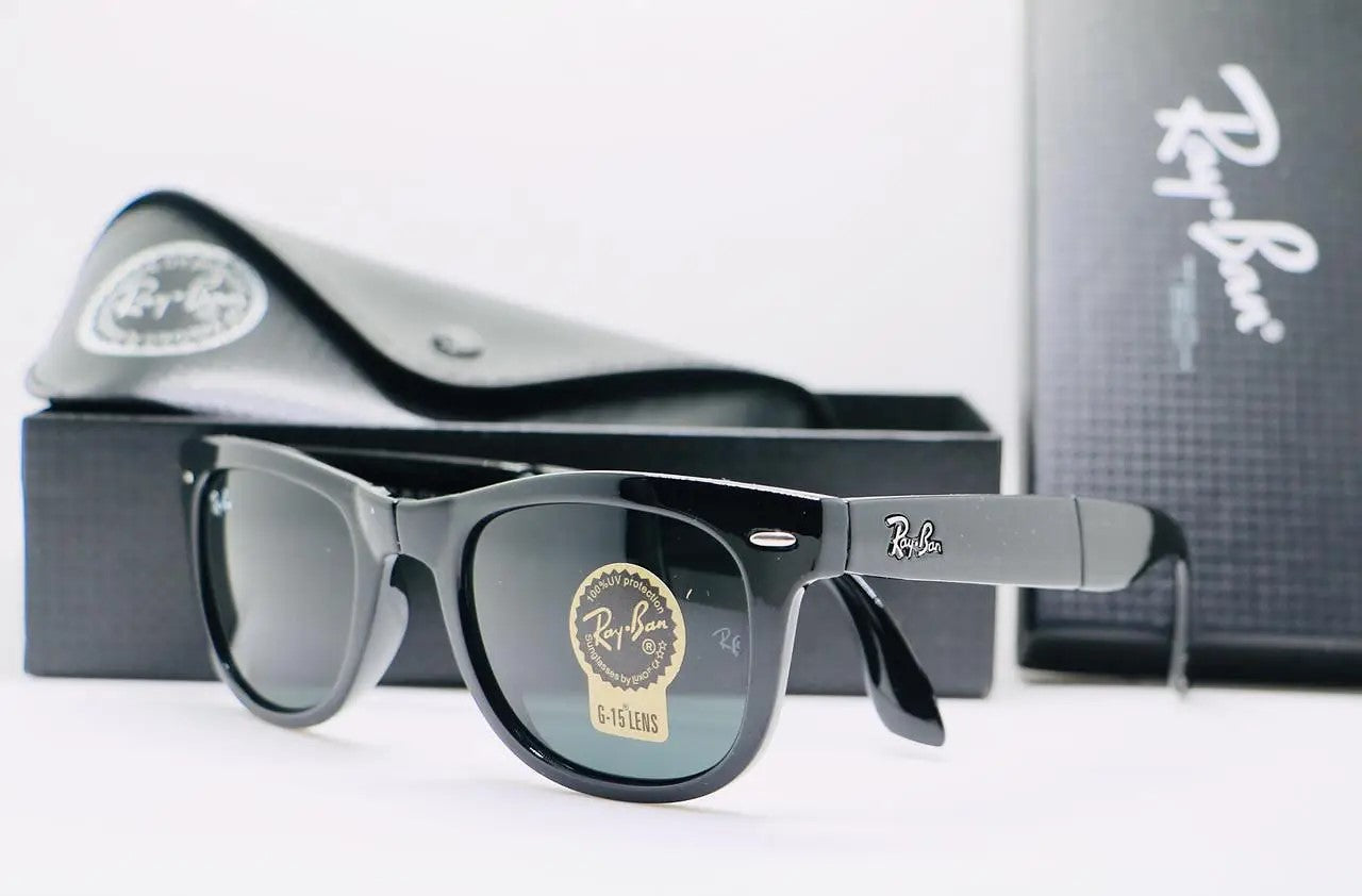 New Stylish Square Black & Black 2140 Mens Wayfarer Sunglasses.