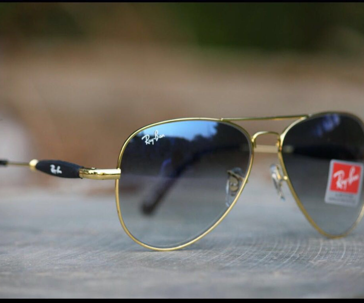 Ray-Ban New Stylish Blue Shade & Golden 3517 Oval Trendy Hot Favorite Vintage Master Pcs Sunglass For Unisex.