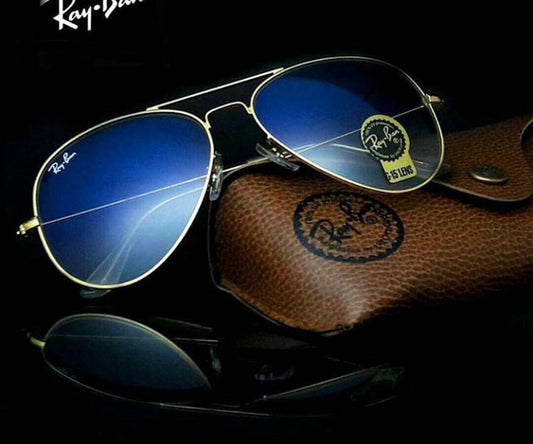 RB Ray-Ban New Arrival Blue Shade & Gold 3026 Oval Master Pcs Sunglasses For Men.