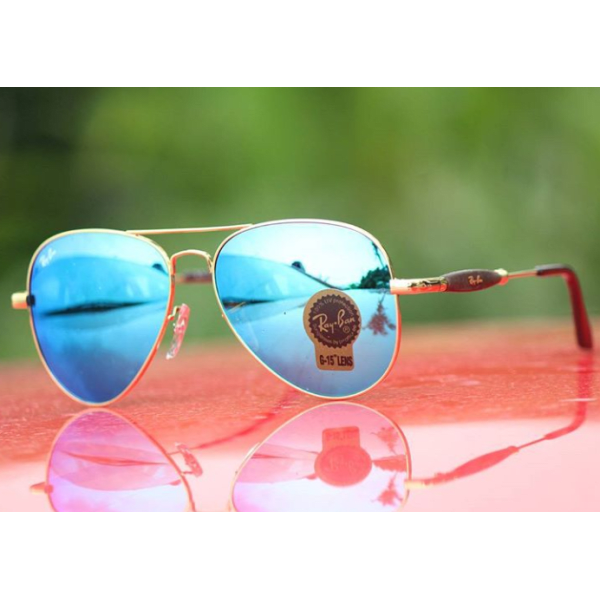 Ray-Ban Stylish New Oval Shape Aqua Blue & Gold 3517 Sunglasses For Men.