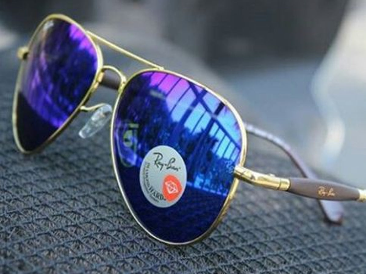 Ray-Ban New Stylish Blue & Gold 3517 Oval Trendy Hot Favorite Vintage Master Pcs Sunglass For Unisex.