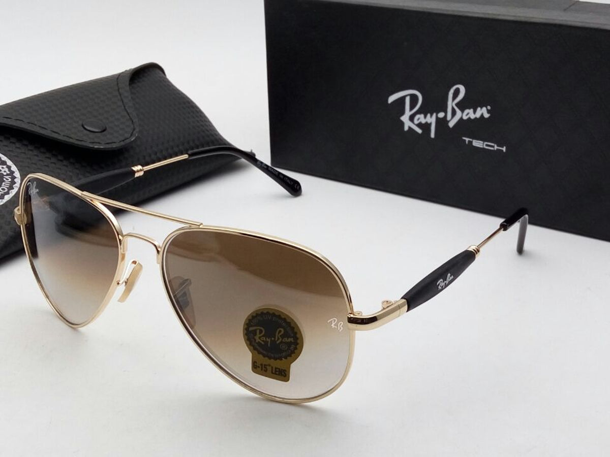 Ray-Ban New Stylish Brown Shade & Golden 3517 Oval Trendy Hot Favorite Vintage Master Pcs Sunglass For Unisex.