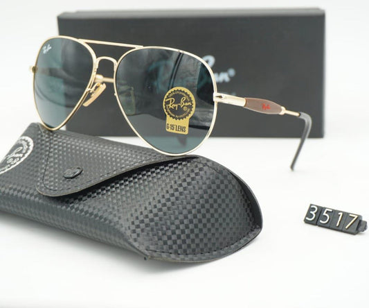 Ray-Ban New Design Black & Gold 3517 Oval Shape Trendy Hot Favorite Master Pcs Sunglass For Men.