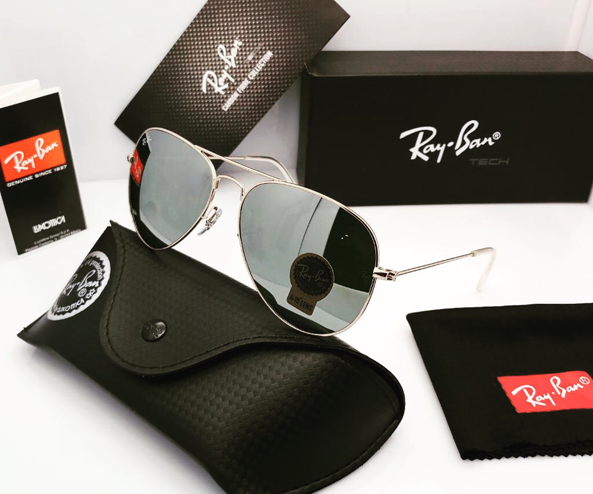 RB New Arrival Silver & Silver 3026 Wayfarer Master Pcs Ray-Ban Sunglasss For Men.