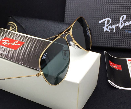 RB (Ray-Ban) New Stylish Black & Gold 3026 Wayfarer Master Pcs Sunglass For Unisex