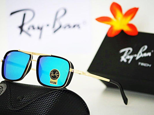 RB New Stylish Arrival Aqua Blue & Gold 4413 Master Pcs Sunglasses For Men and Women.