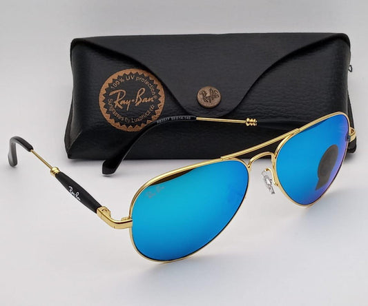 New Stylish Design Aqua Blue & Gold 3517 Unique Model Master Pcs Sunglasses For Men and Women.