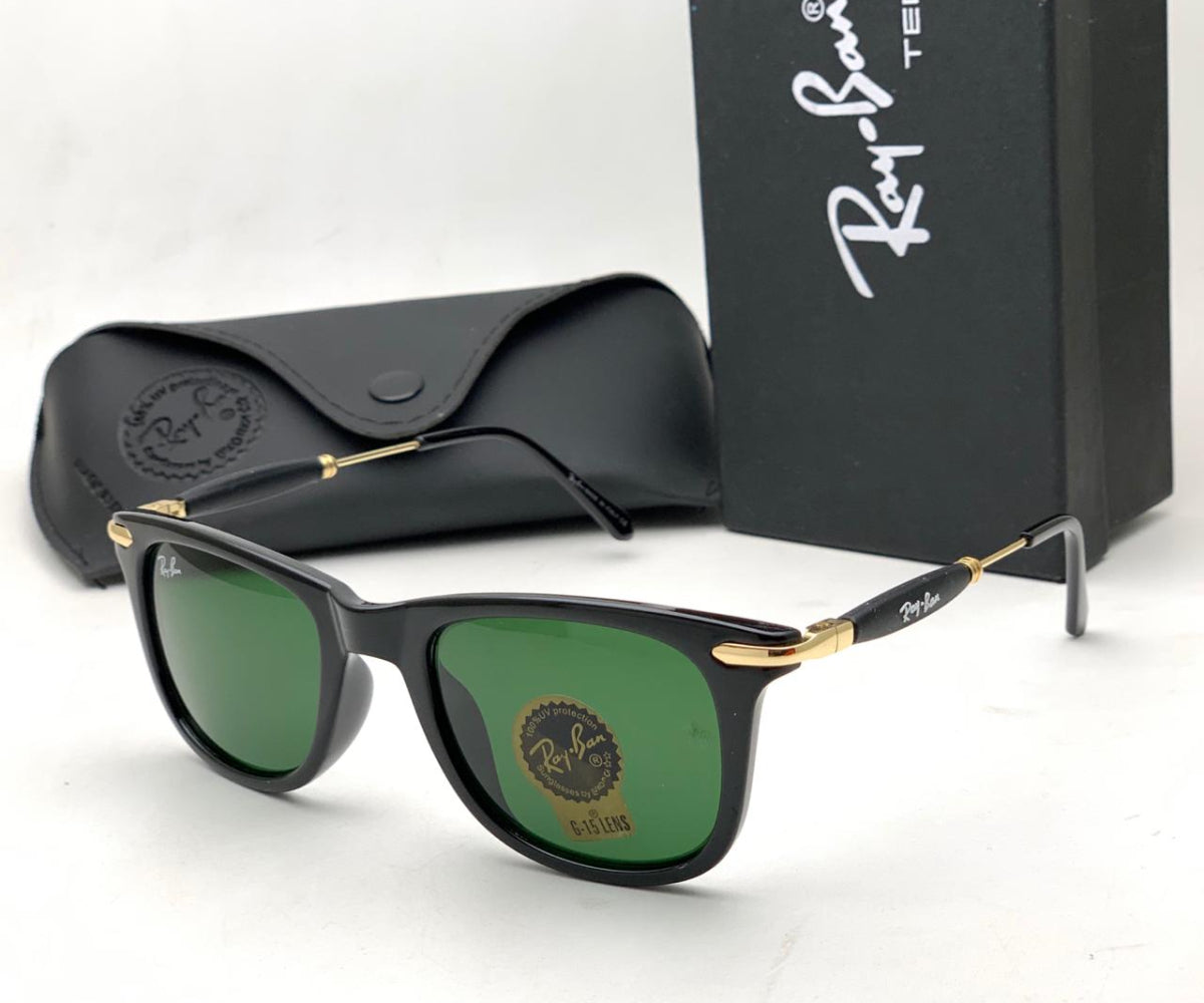 Ray-Ban ( RB ) New Stylish Men`s Special Square Green & Gold 2148 Master Pcs Sunglasses.