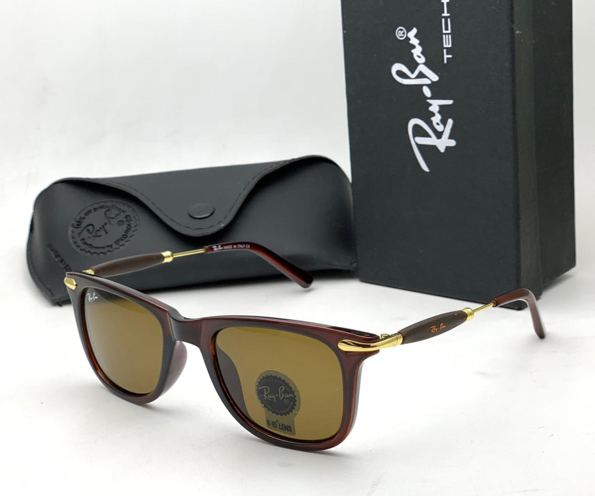 Ray-Ban ( RB ) New Stylish Men`s Special Square Brown & Gold 2148 Master Pcs Sunglasses.