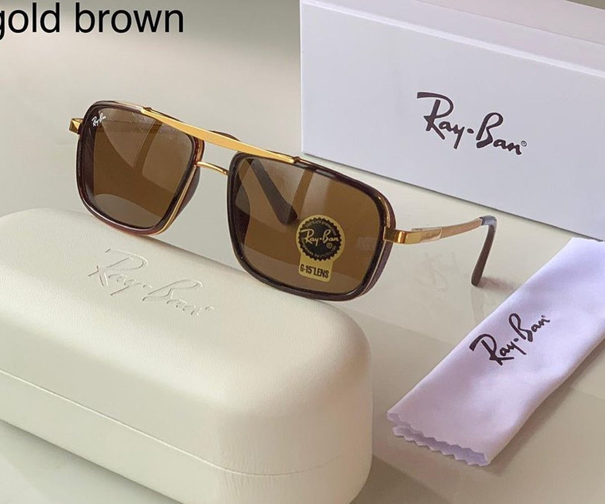 New Stylish Super Hit Brown & Gold 4413 Square Causal Latest Master Pcs Sunglass For Unisex.