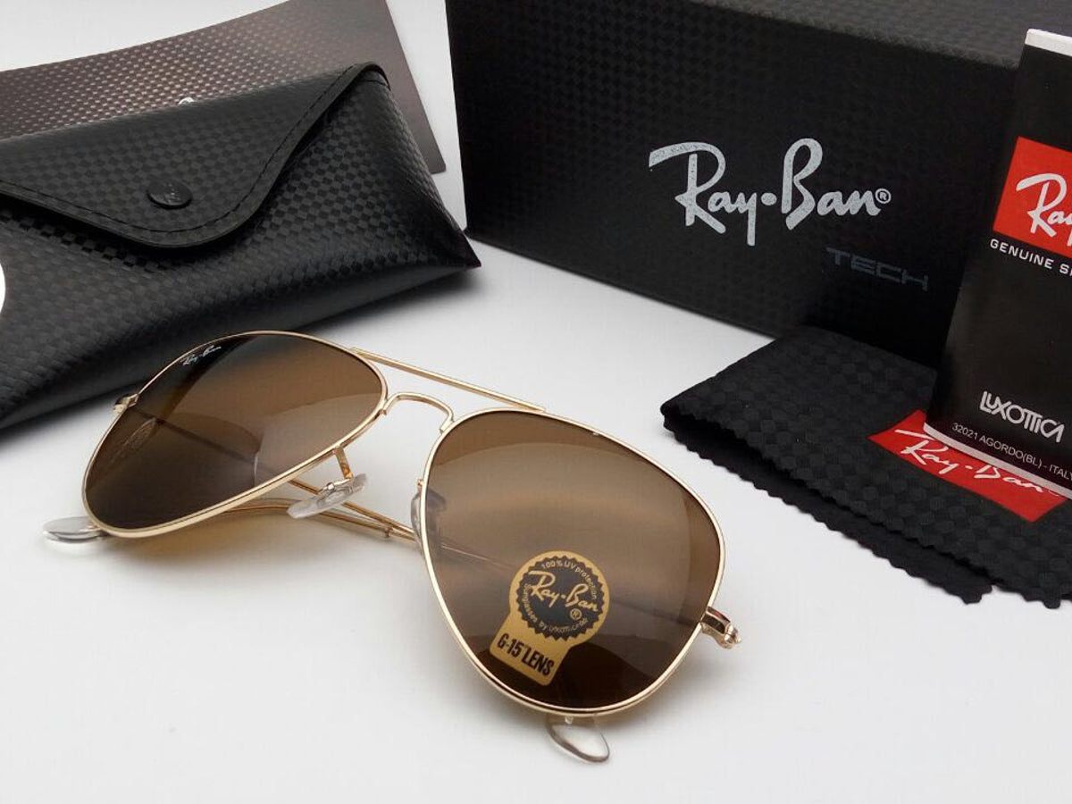 Ray-Ban New Stylish Brown & Gold 3026 Wayfarer Master Pcs Sunglass For Unisex