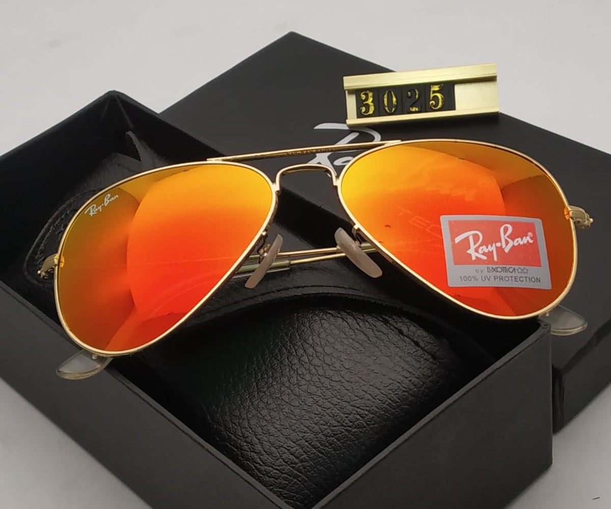 RB New Arrival Orange & Gold 3026 Wayfarer Master Pcs Ray-Ban Sunglasses For Men.