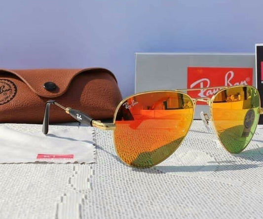 Ray-Ban (RB) New Fashion Arrival Orange & Gold 3517 Oval Trendy Hot Favorite Master Pcs Sunglasses For Everyone.