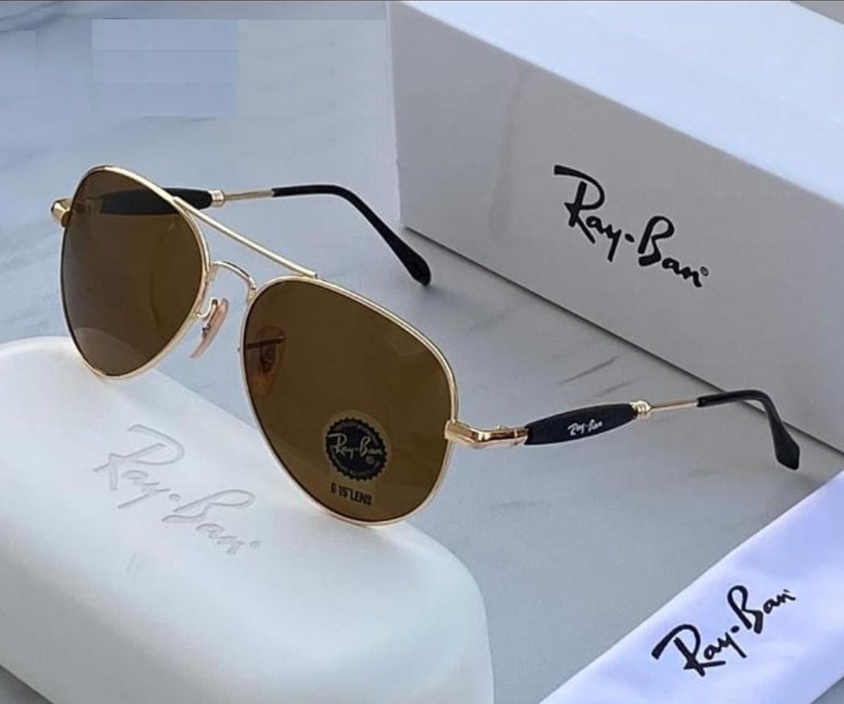 Ray-Ban (RB) New Luxury Brown & Gold 3517 Oval Vintage Master Pcs Sunglass For Unisex.