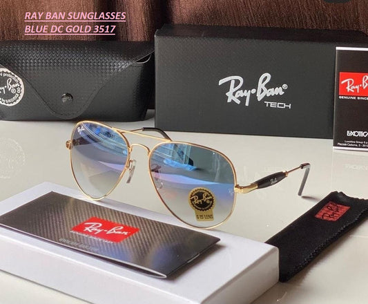 New Stylish New Oval Shape Blue Shade & Gold 3517 Sunglasses For Men.