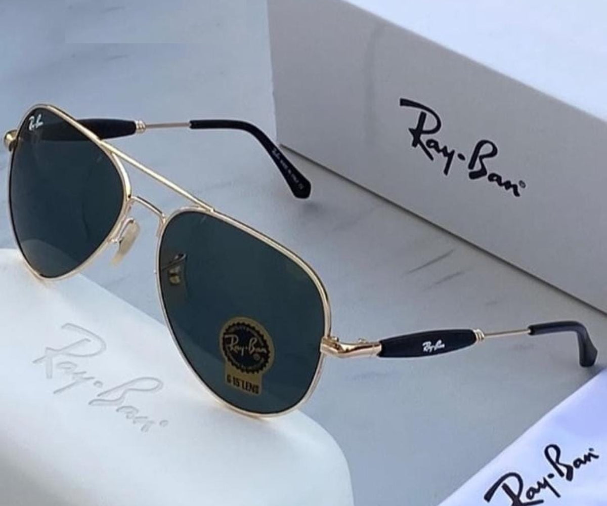 Ray-Ban (RB) New Luxury Black & Gold 3517 Oval Vintage Master Pcs Sunglass For Unisex.