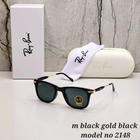 New Stylish Aviator Squarer 2148 Black & Gold Model Sunglasses For Men and Women.