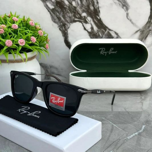 Ray-Ban New Stylish Aviator Squarer 2148 Black & Black Model Sunglasses For Men and Women.