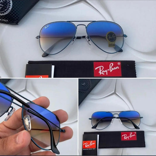 New Stylish Aviator 3026 Blue Shade and Black Sunglasses for men and women.